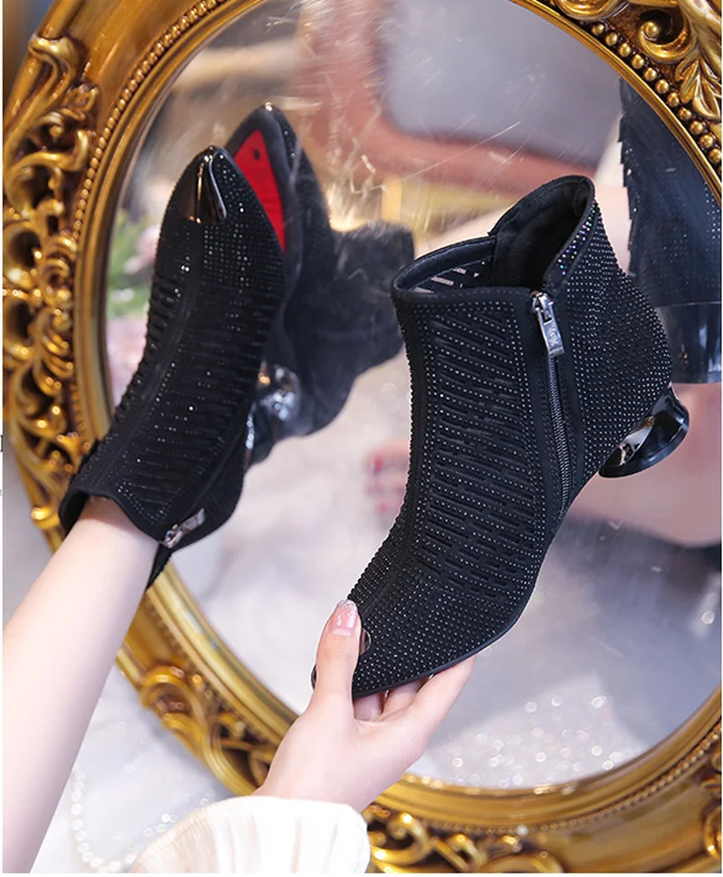 

Женские ботинки с острым носком, из микрофибры, модные сандалии, модные дышащие ботинки в римском стиле, новинка 2022