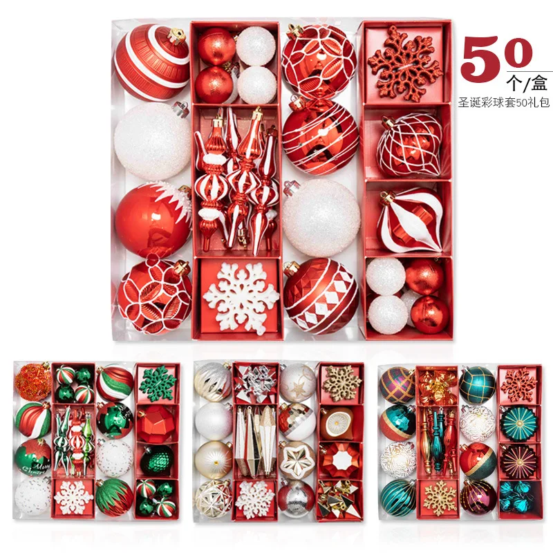 

Популярные Рождественские предметы, украшения для рождественской елки, Набор декоративных подвесок с кулоном, 50 подарочных упаковок