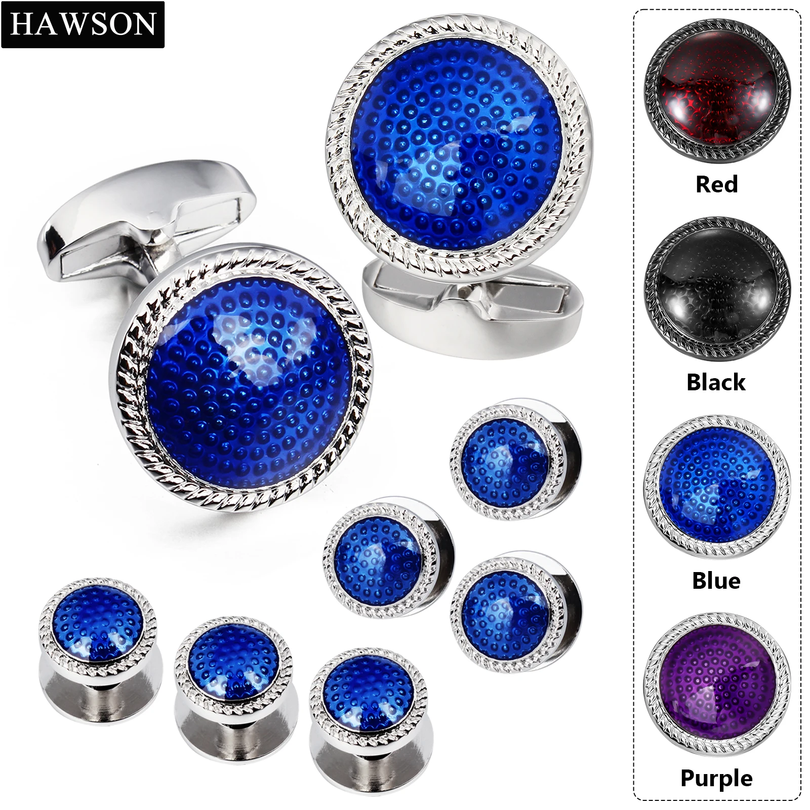 

HAWSON Mens Cufflinks and Tuxedo Studs Set in Gift Box, Easy to Wear, Gifts or Jewelry for Men, Wedding Accessories, Designed