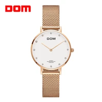 watch women dom top brand luxury quartz watch casual quartz watch leather mesh strap ultra thin clock relog g 36g 7m