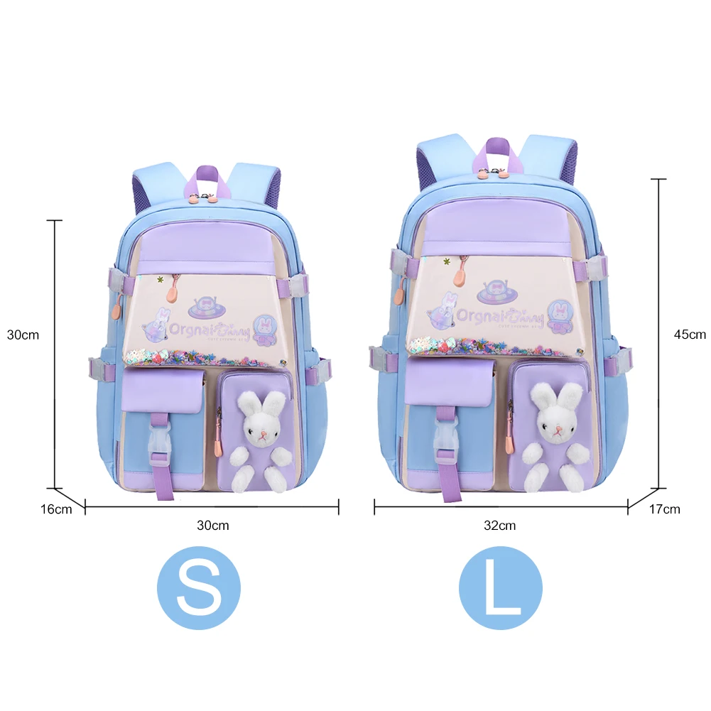 Cute Cartoon Bunny Backpack Girls Student Kindergarten Princess School Book Bag images - 6