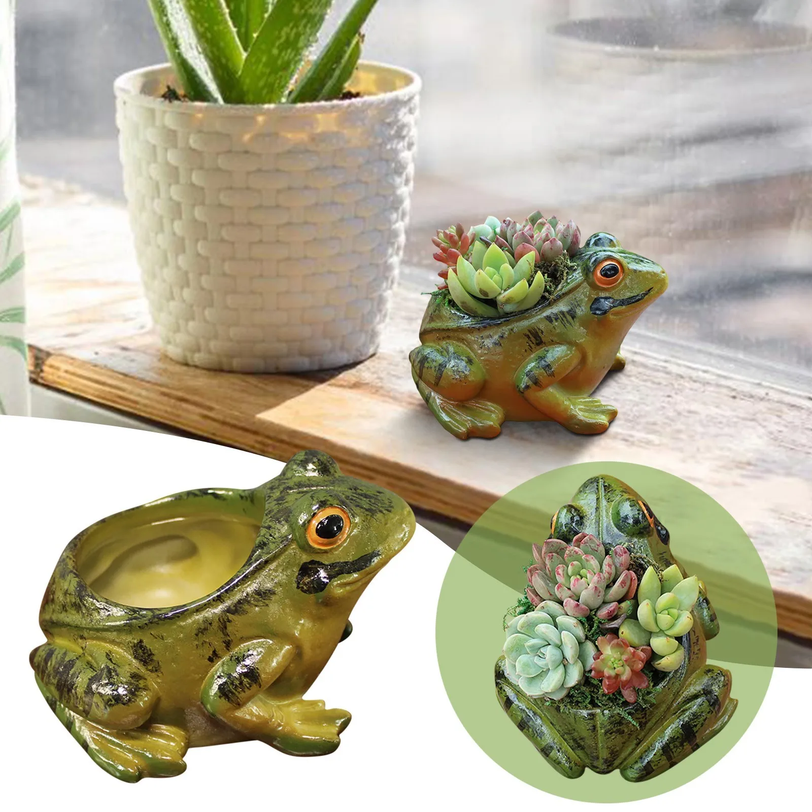 

Микро-ландшафт, сад, балкон, суккулент, зеленое растение, цветок, имитация симпатичной лягушки, украшение