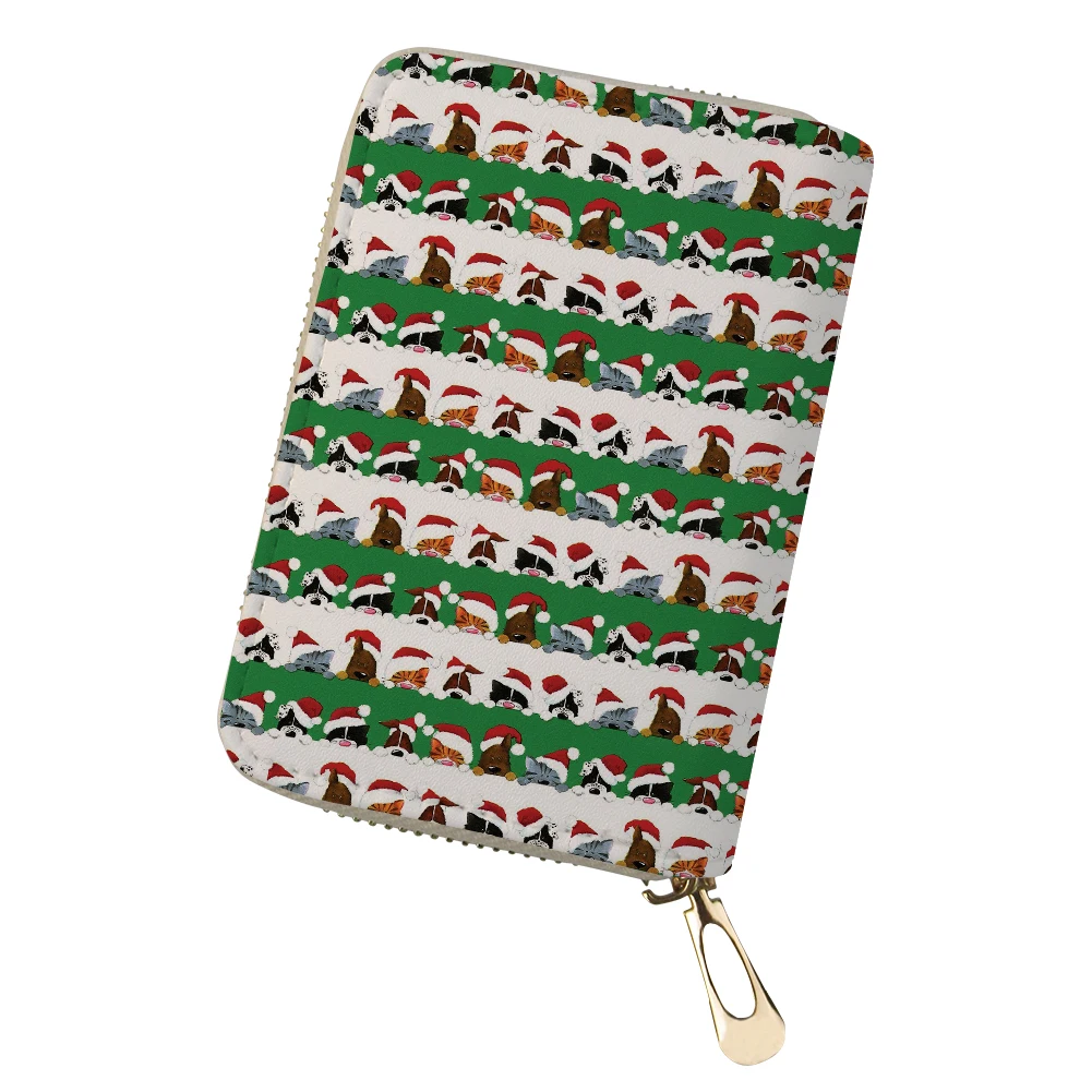 ADVOCATOR Christmas Cat Print Women's Card Bag Waterproof Pocket Case Card Clip Customized Small Zipper Wallet Free Shipping