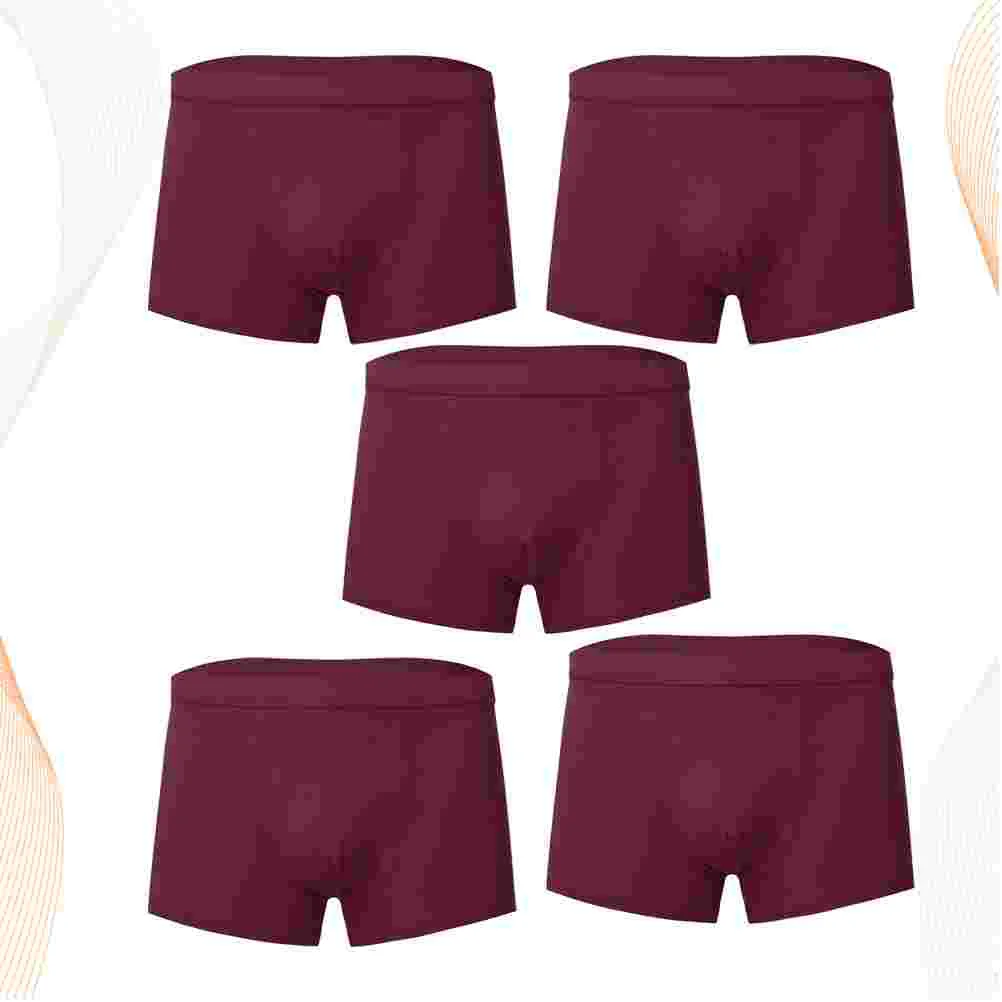 5pcs Cotton Man Briefs Stretchy Breathable Briefs Shorts Underpants Size L (Red)