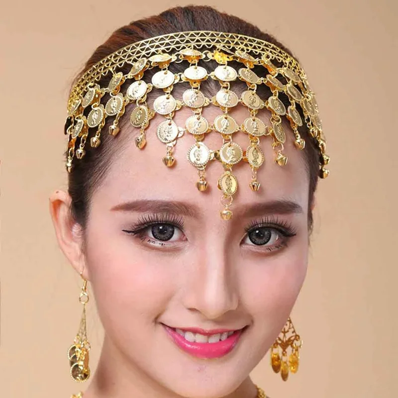 

Boho Gold Tassel Tiara Princess Belly Dance Headband Retro Style Ethnic Dance Metal Headband Girl Gift