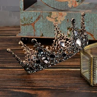 baroque retro black luxury bridal crystal tiaras crowns princess queen rhinestone veil tiara wedding hairwear hair accessory
