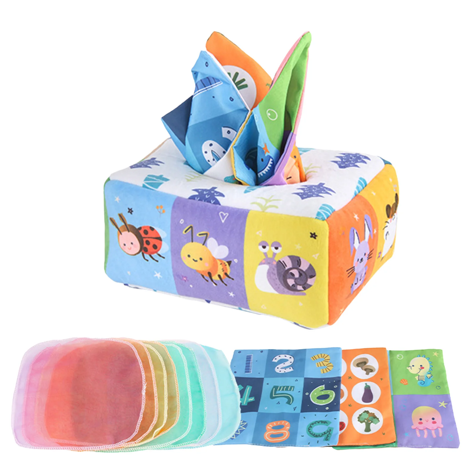 

Baby Tissue Box Toy Colorful Juggling Rainbow Dance Scarves Montessori Toy For Babies And Toddlers Educational High Contrast Toy