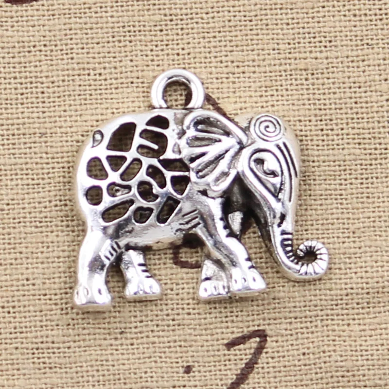

6pcs Charms Hollow Elephant 26x29mm Antique Silver Color Pendants DIY Crafts Making Findings Handmade Tibetan Jewelry