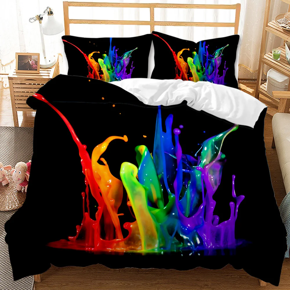 

Abstract Duvet Cover Set Painting Colourful Comforter Cover King Queen Size for Boys Girl Teen Polyester Bedding Set Watercolour