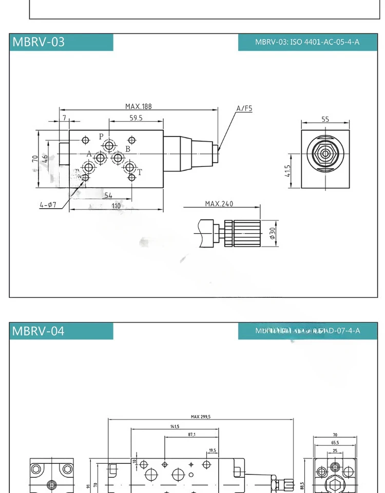 Редукционный клапан стеканого давления MBRV-02P/03P/A/B Клапан регулирования SPR-02-P