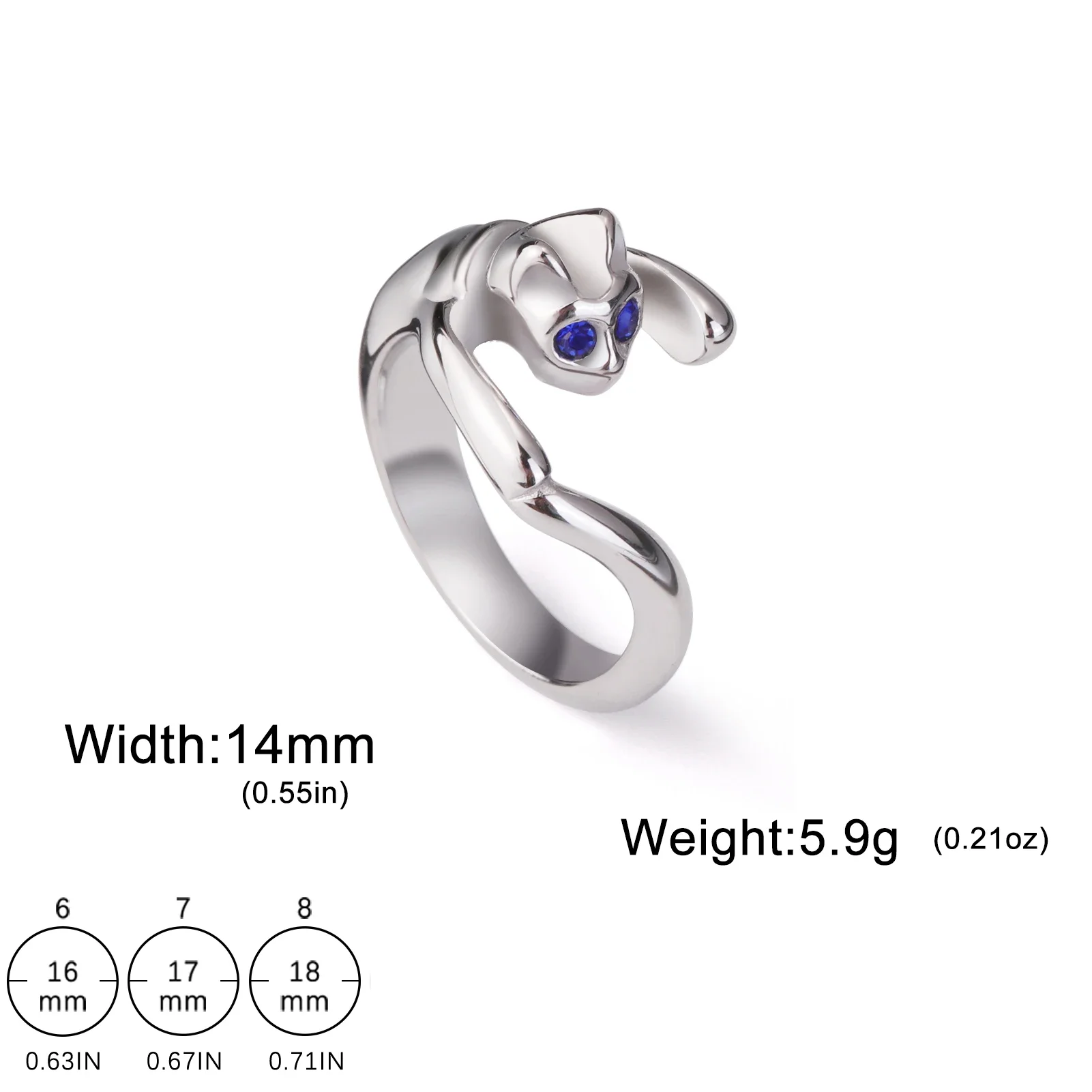 Кольцо Teamer Cat из нержавеющей стали красный синий циркон глаза кольцо на палец для