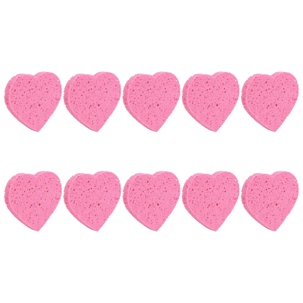 

10PCS Heart Shape Sponge Reusable Makeup Remover Pads Cleaning Puffs Bathroom Cleaner Sponge for Makeup Exfoliating