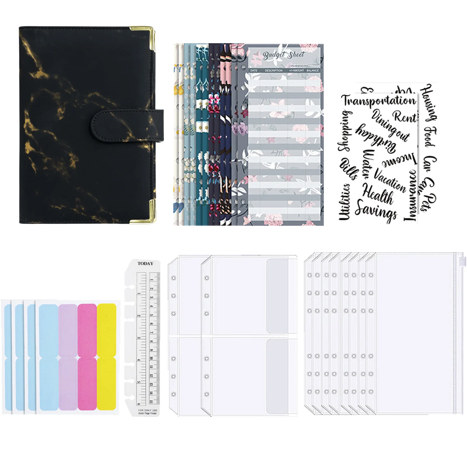 

A6 PU Leather Notebook Binder Refillable 6 Ring Binder Refillable A6 PU Leather Personal Planner Budget Organizer With 6 Ring