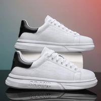 high quality mens leather casual shoes increase simple pure black white sneakers fashion breathable sneakers flats