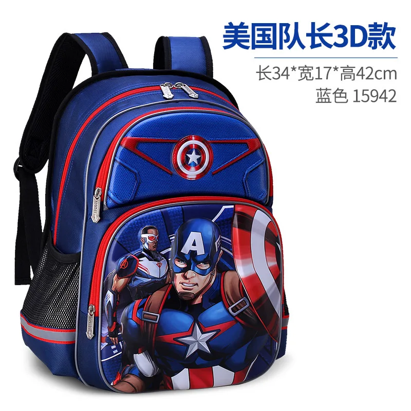 2022 Disney New School Bags For Boys Primary Student Shoulder Orthopedic Backpack Captain America Iron Man Grade 1-4 Mochila