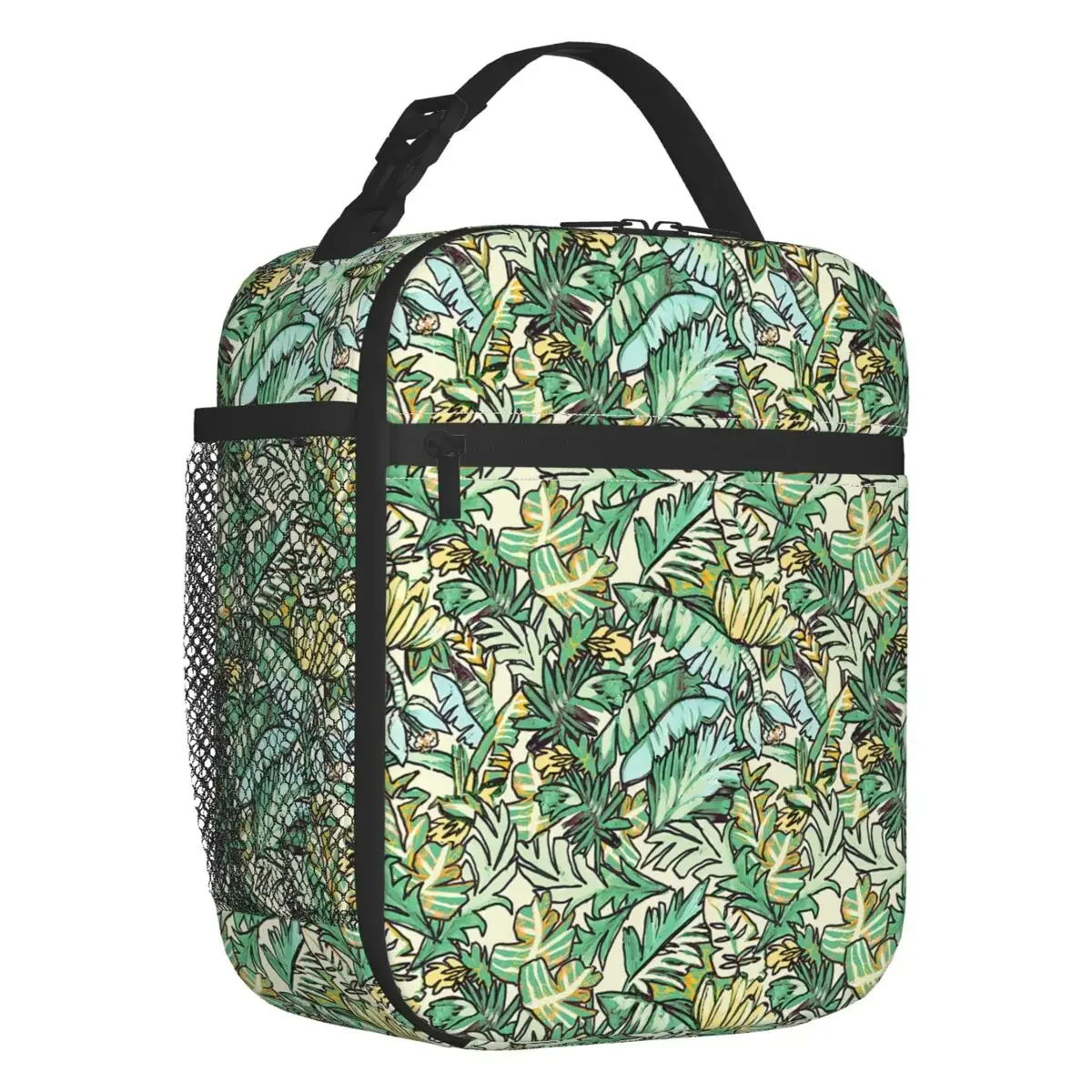 

Изолированная сумка для ланча с зелеными банановыми листьями для школы и офиса, водонепроницаемая Термосумка-холодильник для ланча для женщин и детей