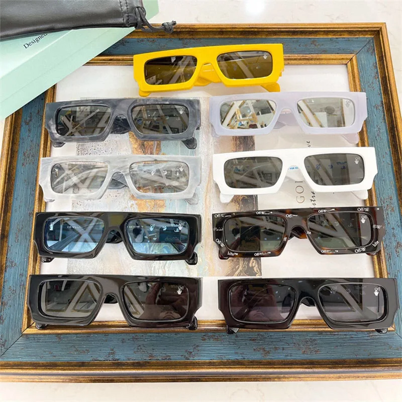 OFF Square Sunglasses men America streetwear  eyeglasses UV400 FASHIONABLE BRAND Male Female OMRI006 WHITE SUN Glasses