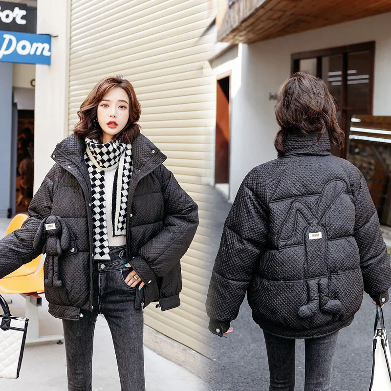 Women's Winter Coats 2022 Korean Style Parkas Cute Bunny Decoration Harajuku Cotton-padded Coat Warm Jackets Female Clothing