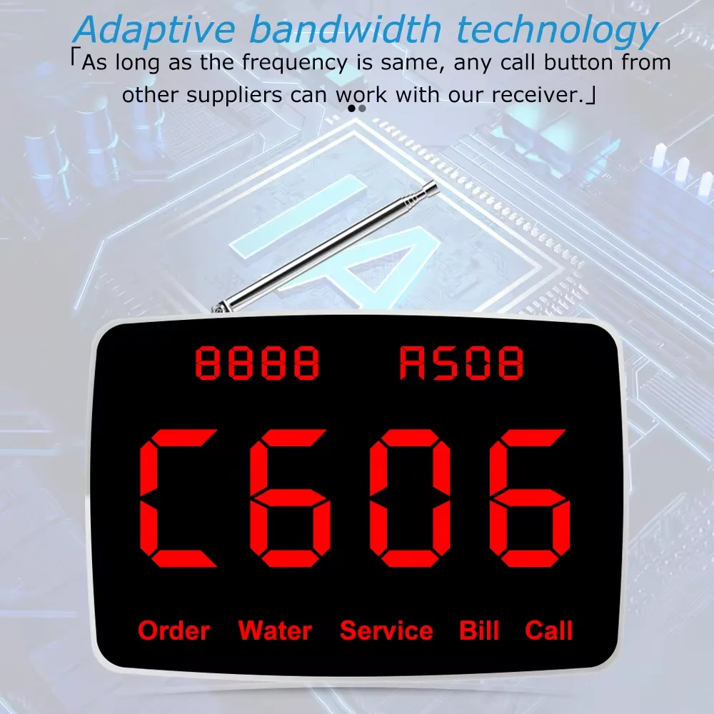 QWICALL 10 сенсорных перезаряжаемых кнопок вызова 1 экран дисплея хост беспроводная