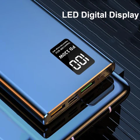 Power Bank 50000 мАч с USB C PD 120 Вт Быстрая зарядка Powerbank Внешний аккумулятор для iPhone Huawei Xiaomi Samsung Poverbank