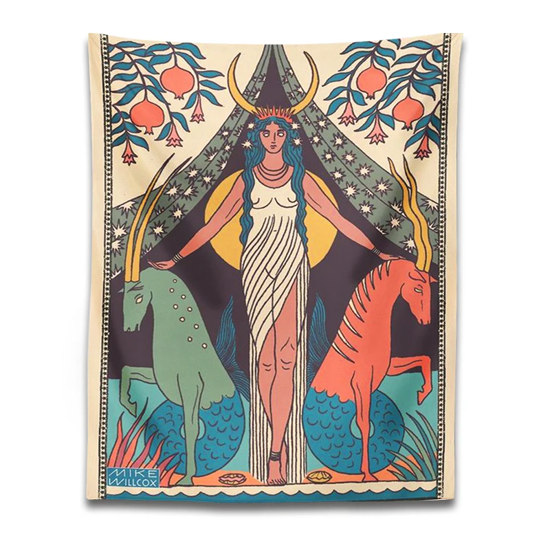 Лунная фаза девушка тканевая подвеска на стену индийский богемный декор хиппи колдовство психоделический хиппи декор спальни Звёздное небо ковер.