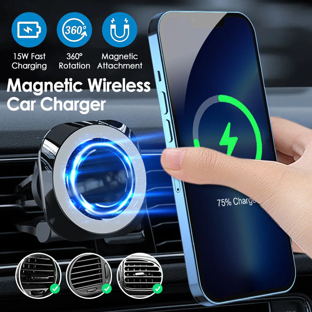 

15w Magnetic Wireless Charger Car Holder For Magsafe Iphone 14 13 12 Pro Max Min Car Accessories New 2023
