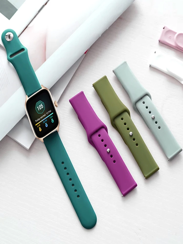 

Strap For Amazfit GTS 4/3/2e/GTS2/GTR 42mm/47mm/stratos 2/3 pro/4 silicone correa bracelet Amazfit bip/pace 20mm/22mm watch band