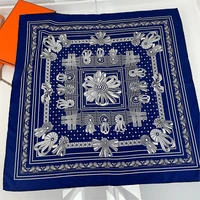 manual hand rolled twill silk scarf for women echarpes foulards femme wrap bandana hijab 90cm brand medal printed square scarves
