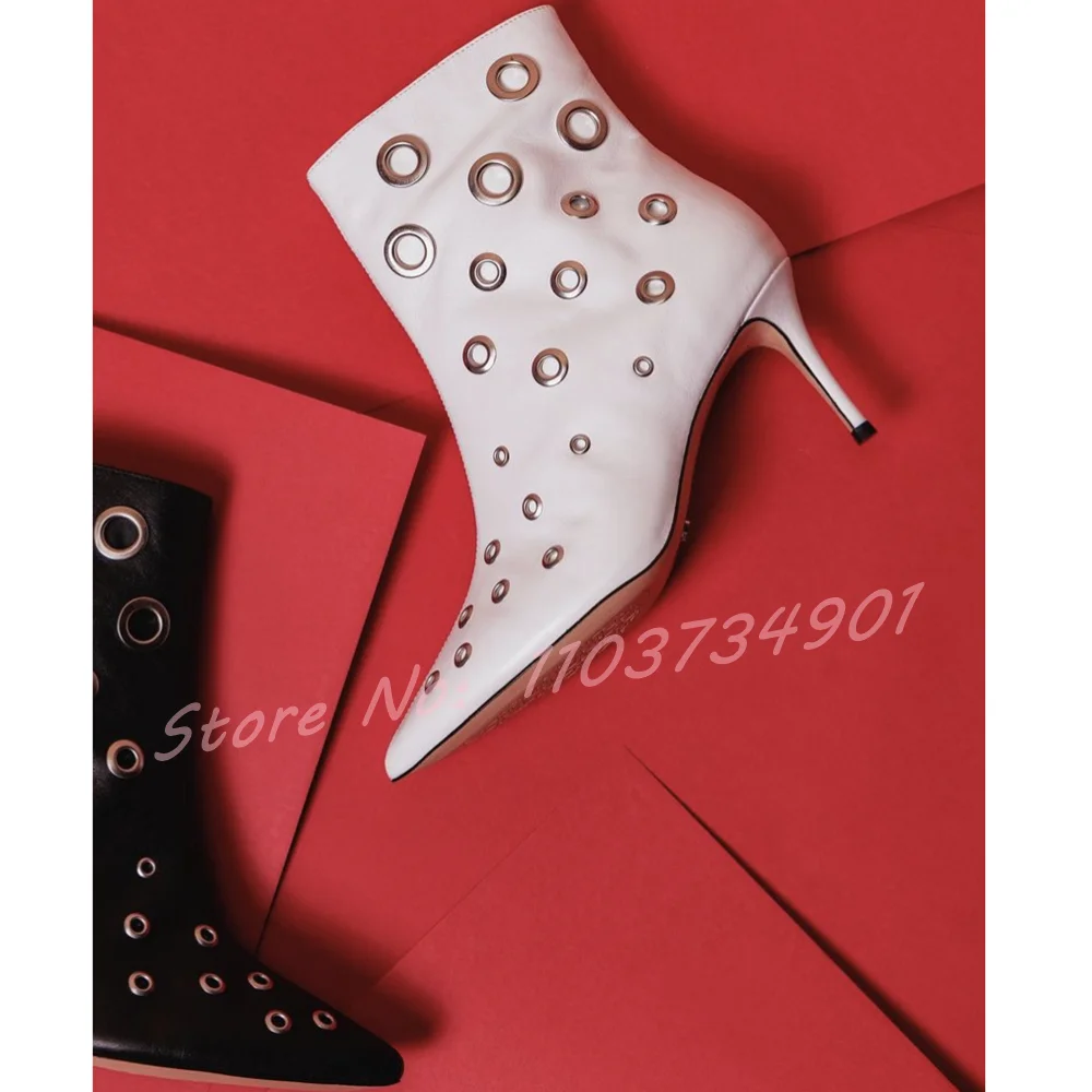 Ботильоны женские с металлическими кольцами и заклепками модная обувь на