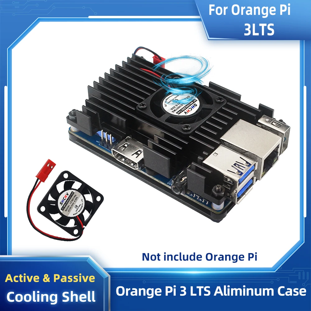 Алюминиевый Чехол Orange Pi 3 LTS с вентиляторным радиатором, активный и пассивный охлаждающий корпус, защитная коробка для OPI 3 LTS