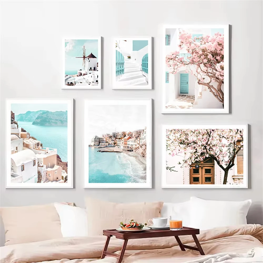 Санторини греческий остров итальянский постер настенное искусство в прибрежном