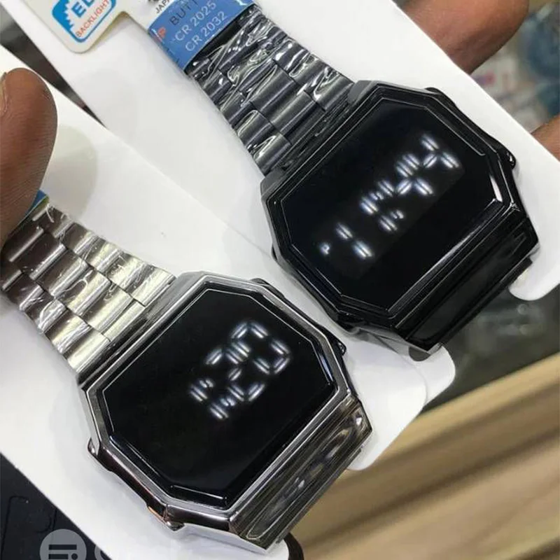 

Fashion Digital Watch for Men Multifunction LED Display Stainless Steel Waterproof Watches Business Electronic Wrist Band Clock