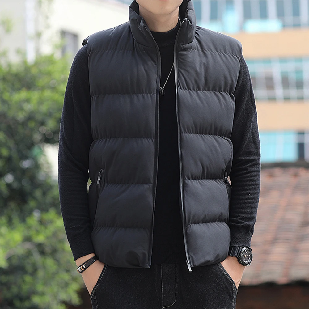 Winter Warm Men Down Quilted Vest Body Sleeveless Padded Jacket Coat Outwear Classic Windproof Outfits Pocket Parka
