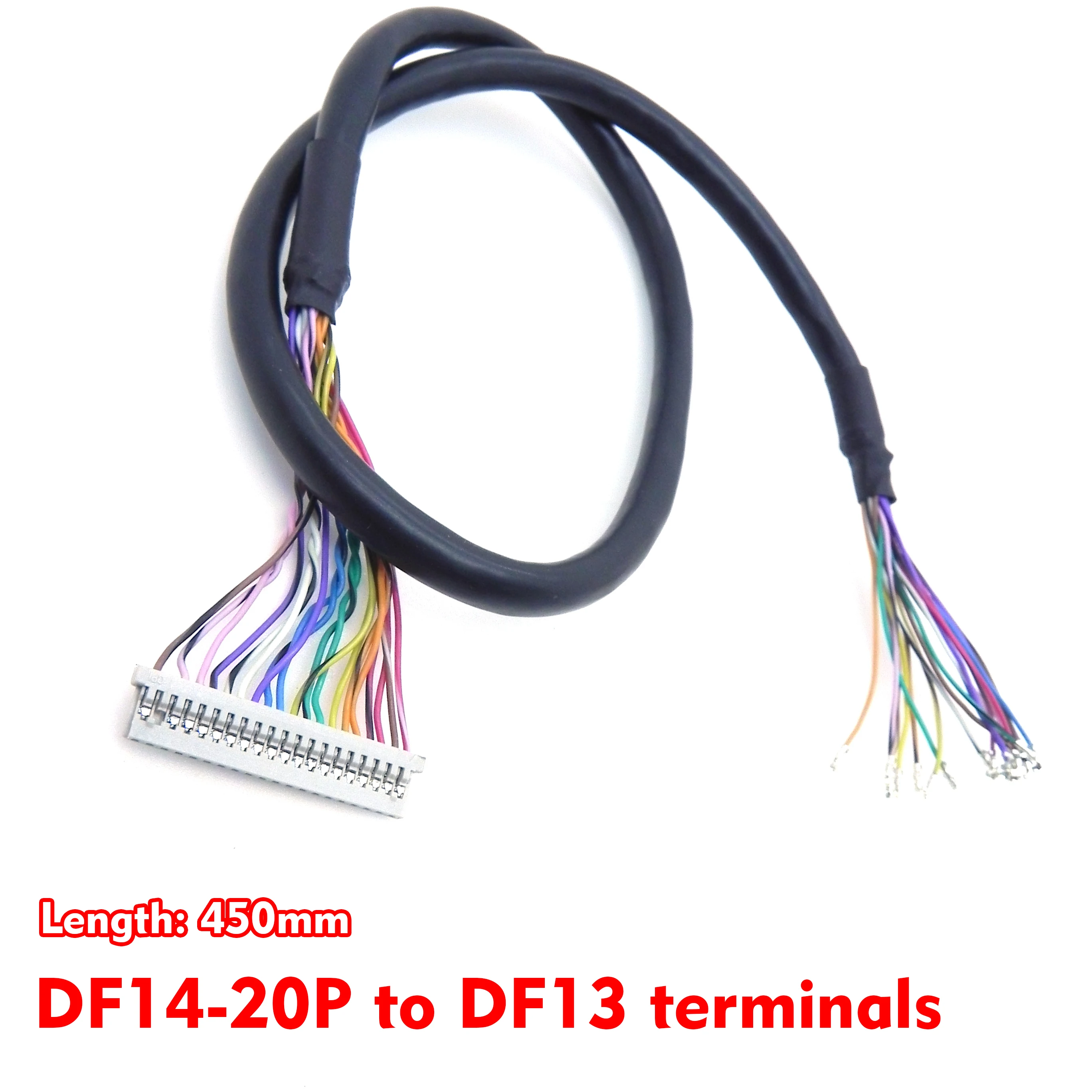 Фото Кабель DF14-20P 450 мм, 20-контактный, с разъемами DF14-DF13, с открытыми клеммами, шаг 1,25 мм, для модификации плат драйверов ЖК-мониторов (DIY) №2