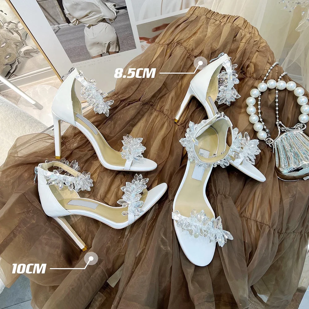 

Factory Price 2022 Latest Styles Plus Size Women's Shoes White Wedding Party Fashion Sandals Stiletto Women's Shoes 40