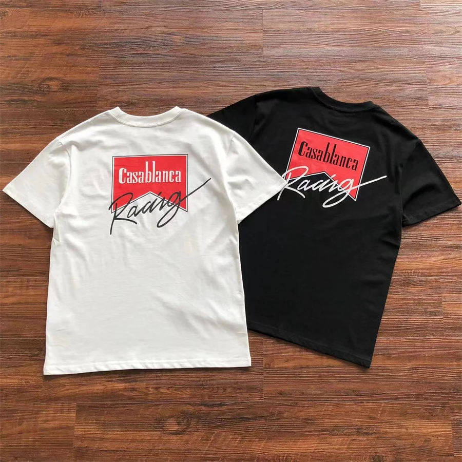 

2023ss Casablanca Red Letter Print T-Shirt Men Women T Shirt Short Sleeve Tee