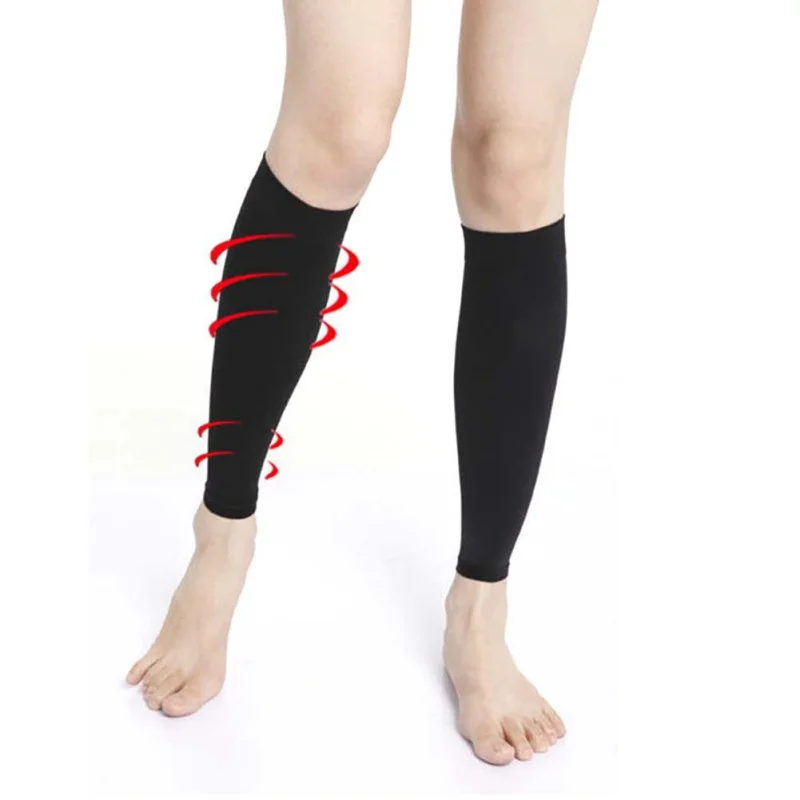 

1 Pair Slim Relieve Leg Calf Sleeve Brace Support Spandex Compression Varicose Socks Black/Beige New Arrival for Women Men