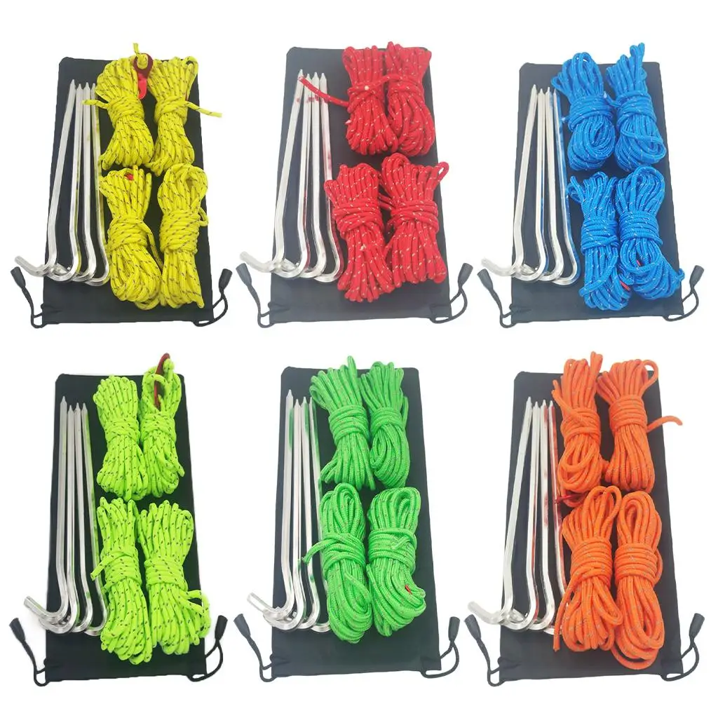 

Set of 4 Reflective Guyline Tent Rope Set 4mm Camping Rope Accessories