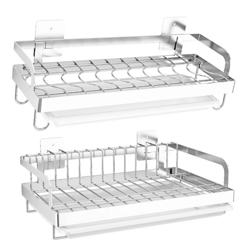 

Wall Mounted Dish Drying Rack Kitchen Organizer Drain Holder Plate Storage Shelf Sink Drainer Bowl Drying Rack