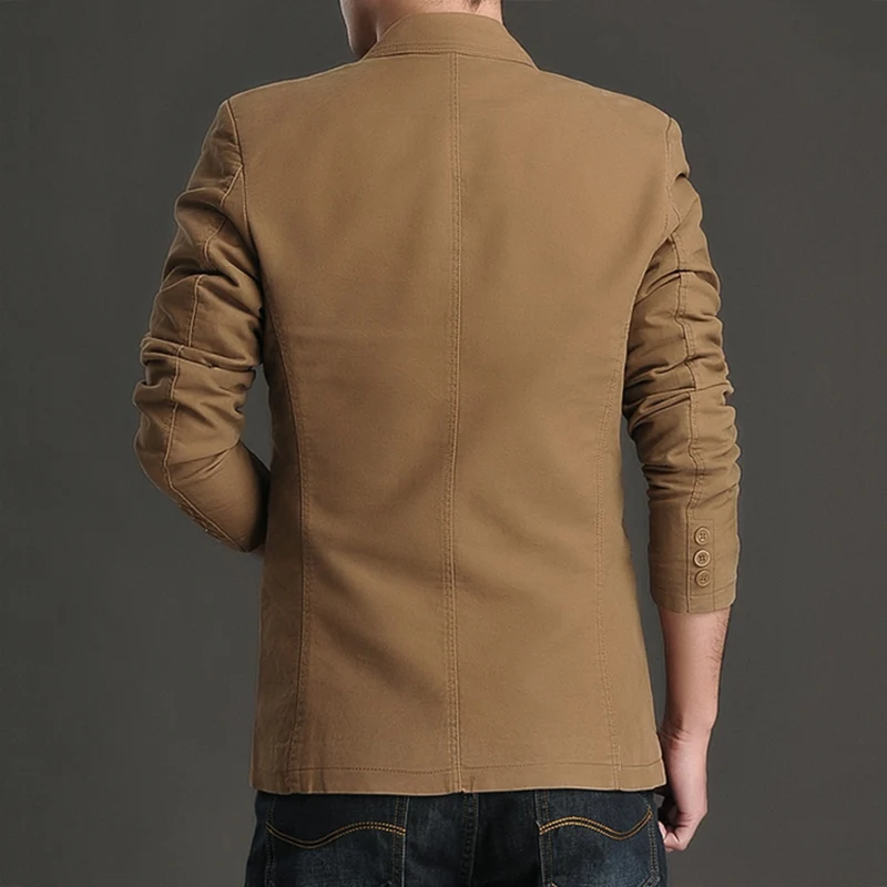Spring Casual Solid Small Suit Men's Cotton Slim fit Jacket Single West Plus size Trendy Outerwear Wear