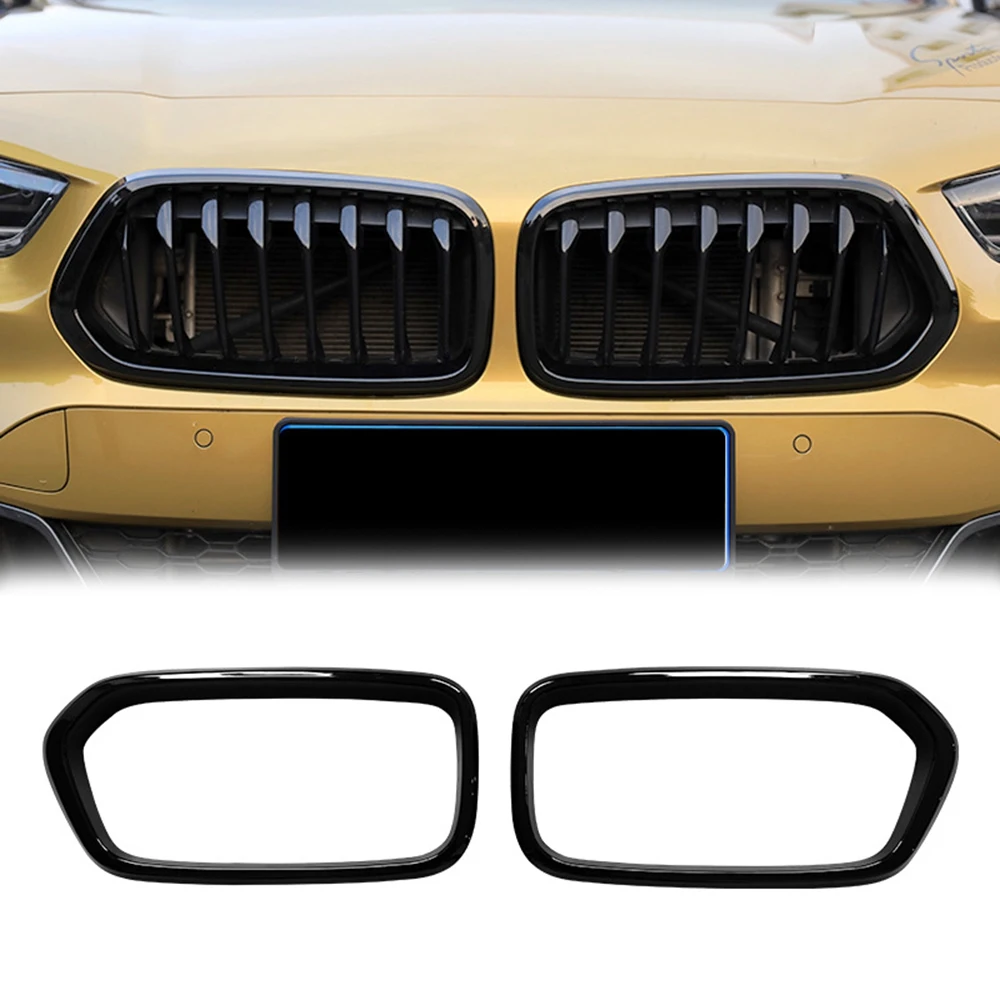 

Car Glossy Black Front Bumper Grill Grilles Frame Cover Trim Sport Racing Grills for-BMW F39 X2 2020 2021