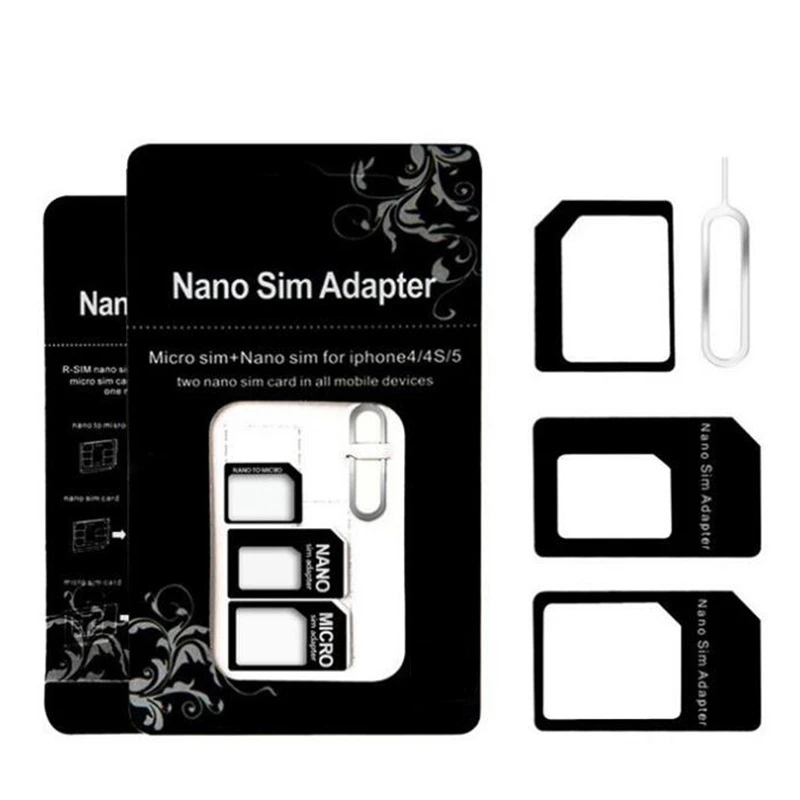 

Адаптер SIM-карты 4 в 1 адаптер micro sim с ключом для извлечения Розничная упаковка для iPhone 5/5S/6/6S/Samsung