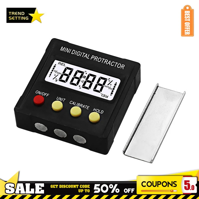 

Realmote Digital Display Inclinometer Mini Angle Meter Electronic Level Protractor Gauge Magnetic Base Measuring Tools