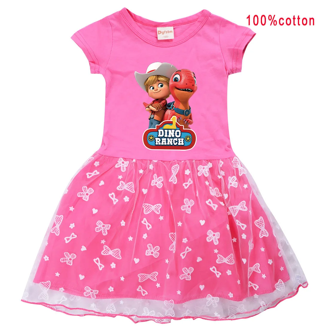 Детское Радужное Сетчатое платье с коротким рукавом милая повседневная одежда