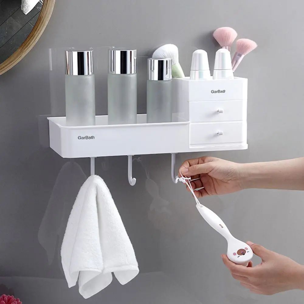 

Bathroom Accessories Self Adhesive With Drawer Towel Shelf Bar Storage Rack Bathroom Shelves Organizer Shampoo Rack