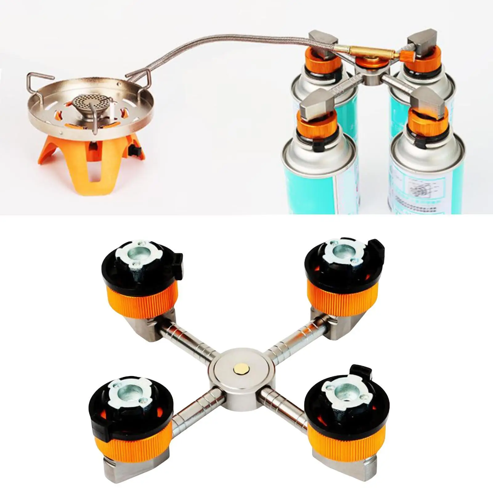 

4 in 1 Lightweight Stove Adapter Burner Connector Gas Tank Convert Outdoor Picnic BBQ Gas Tank Conversion for Camping Backpack