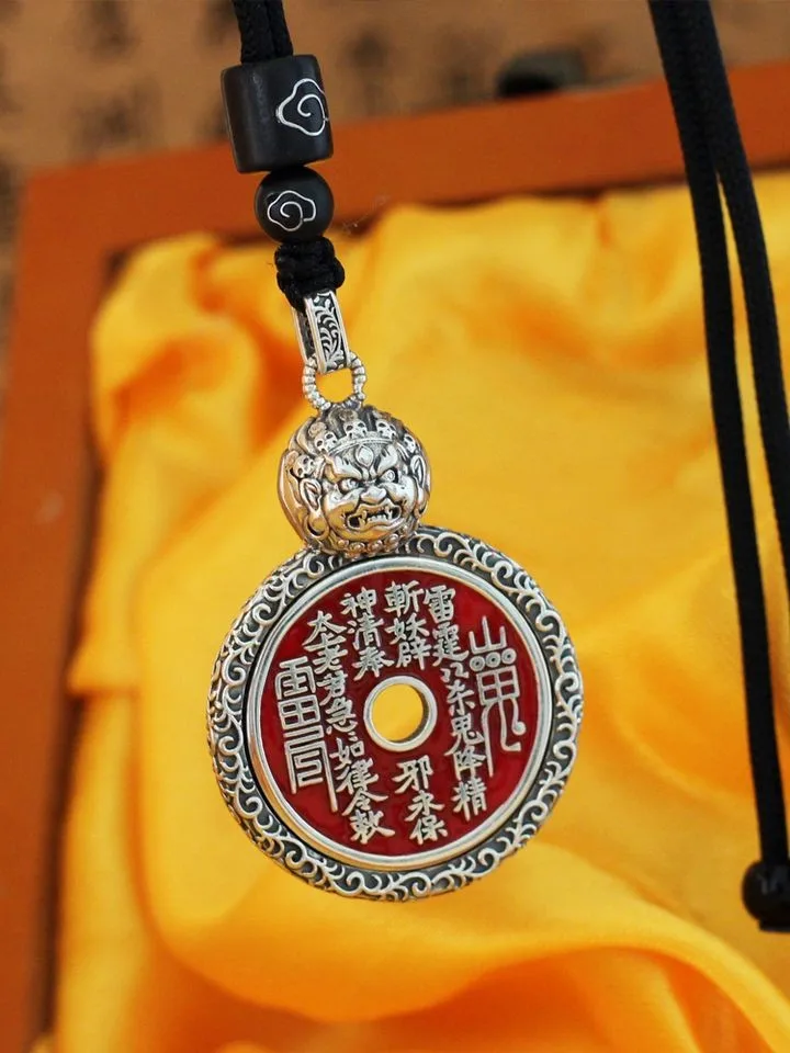 Фото Серебряный кулон-подвеска Shan Gui Flower Coin Bagua, китайский стиль №2