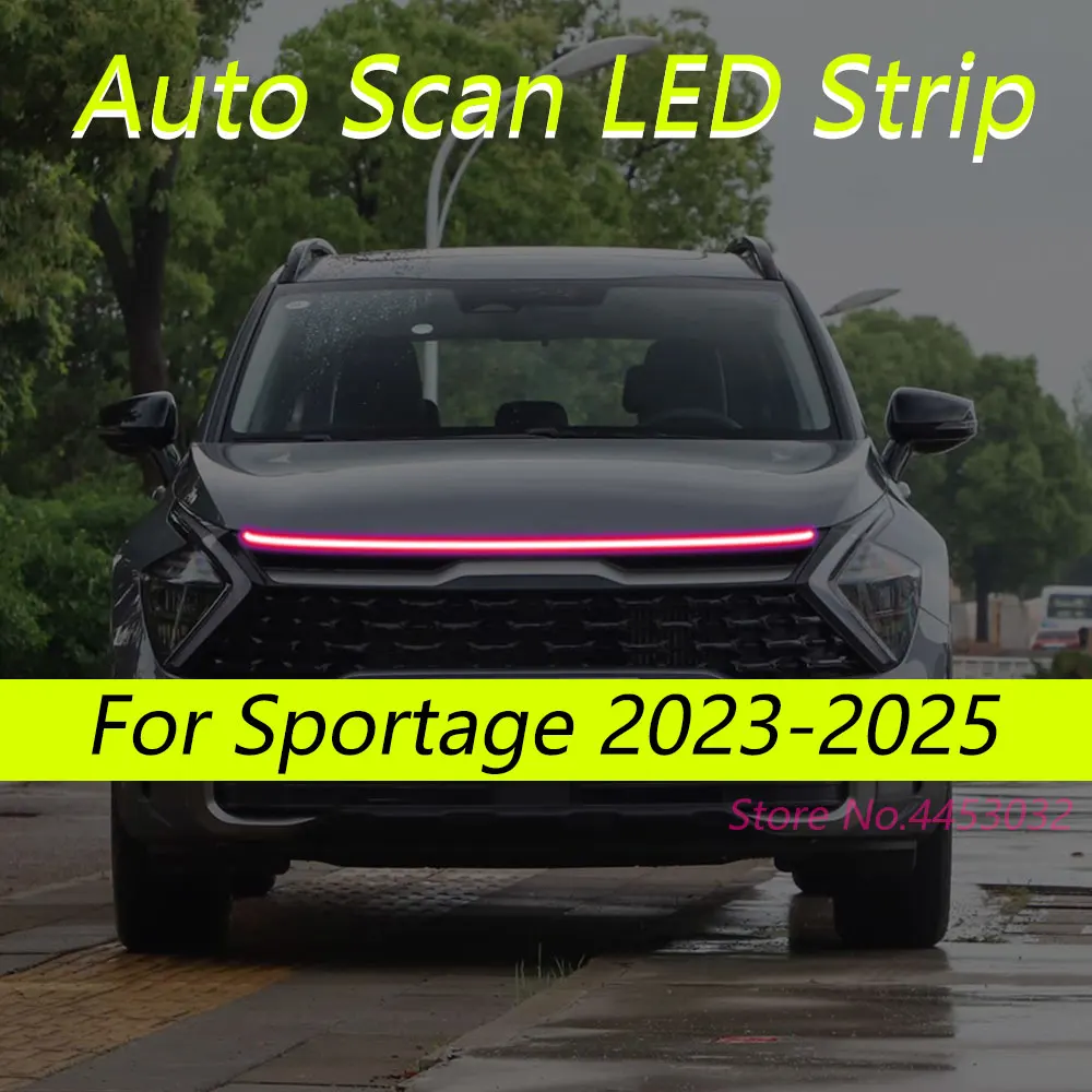 Фото Светодиодные ленты DRL с автоматическим сканированием и запуском для Kia Sportage 2023-2025, автомобильный капот, гибкие фары, приветственный свет, 59 дюймов №3