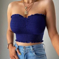 women sexy crop top strapless elastic boob bandeau tube tops bra summer solid colour tank top vest lingerie breast wrap tops