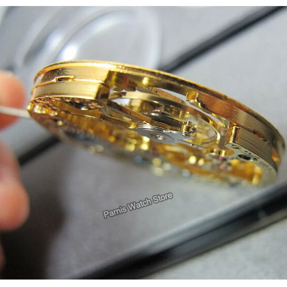 Наручные часы с механизмом из розового золота полые 17 драгоценных камней 6497